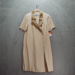 Blazer Dress with Leopard Print Collar and Peekaboo Slit-Vintage 80s-NWOT